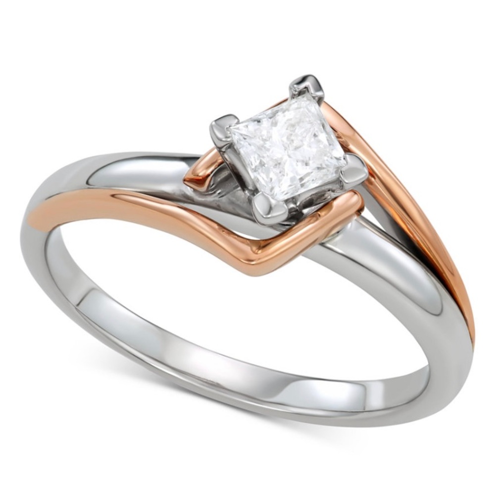 Diamond and 14k white n rose gold Engagement ring